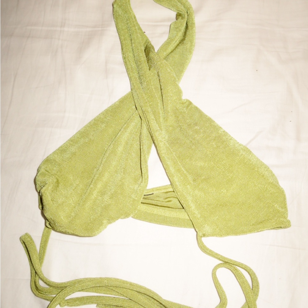 Green Halter Top and v waist drawstring pant set